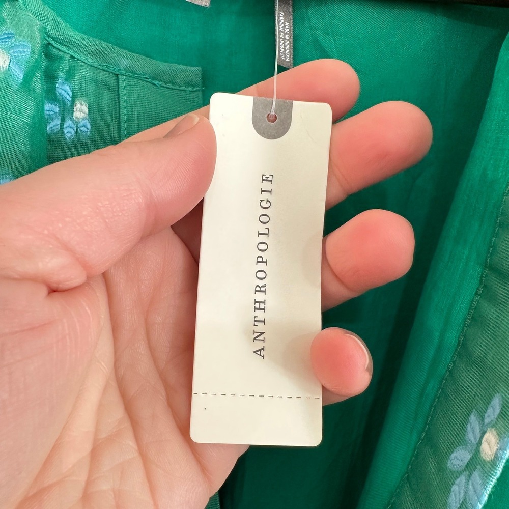 NWT Anthropologie Green Printed Midi Dress - Picture 9 of 16